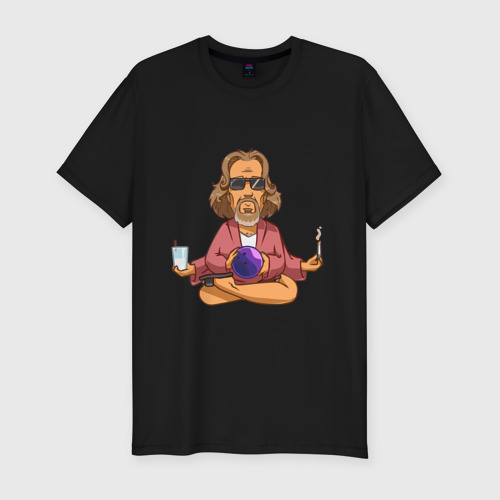 Мужская футболка хлопок Slim Медитация, цвет черный