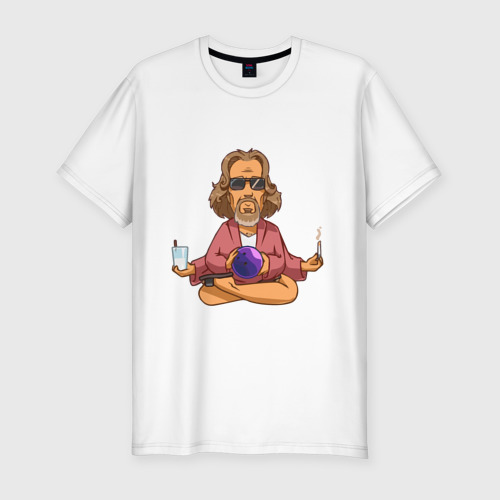Мужская приталенная футболка из хлопка с принтом Медитация, вид спереди №1
