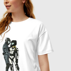 Женская футболка хлопок Oversize Влюблённые мотоциклисты - фото 2
