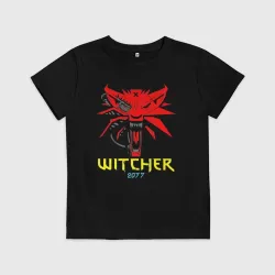 Детская футболка хлопок Ведьмак 2077 школа волка