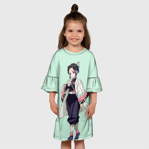 Детское платье 3D с принтом Шинобу Кочо, Столб Насекомого, вид сбоку #3