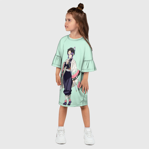 Детское платье 3D с принтом Шинобу Кочо, Столб Насекомого, фото на моделе #1