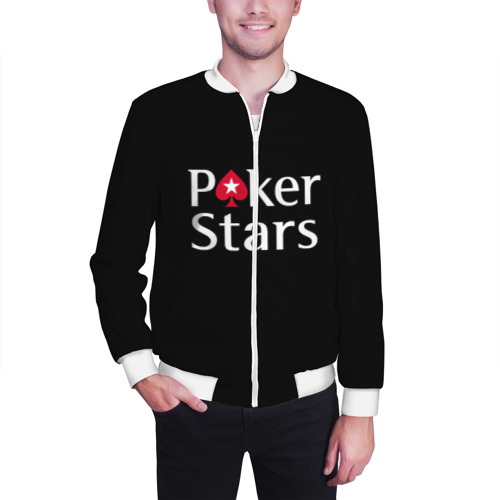 Мужской бомбер 3D Poker Stars, цвет белый - фото 3