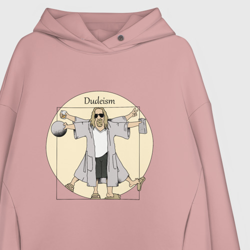 Женское худи Oversize хлопок Dudeism Большой Лебовский, цвет пыльно-розовый - фото 3