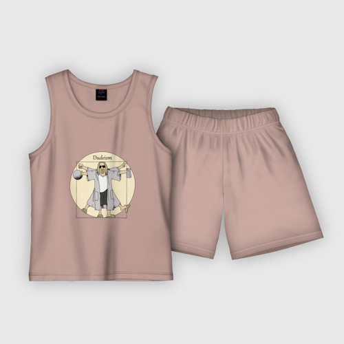 Детская пижама с шортами хлопок Dudeism Большой Лебовский, цвет пыльно-розовый