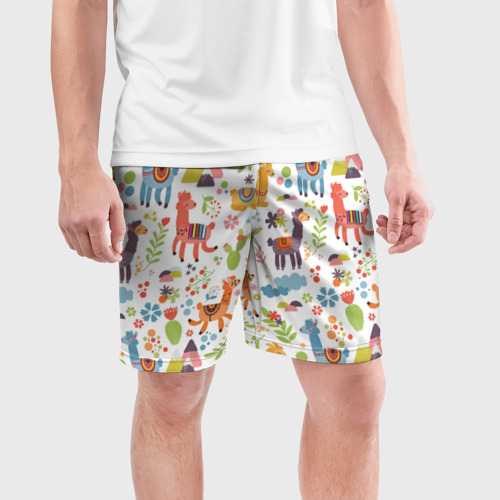 Мужские шорты спортивные с принтом ЛАМЫ | ПАТТЕРН, фото на моделе #1