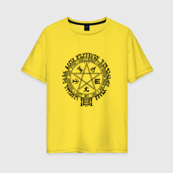 Женская футболка хлопок Oversize Hellsing Pentagram