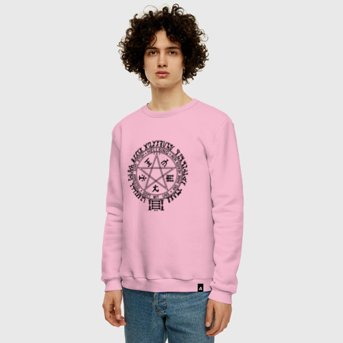 Мужской свитшот хлопок Hellsing Pentagram, цвет светло-розовый - фото 3