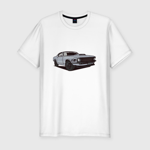 Мужская футболка хлопок Slim Джон Уик Ford Mustang Boss 429, цвет белый