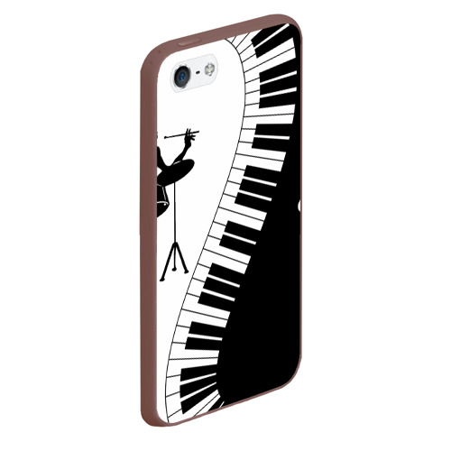 Чехол для iPhone 5/5S матовый Черно Белое пианино, цвет коричневый - фото 3