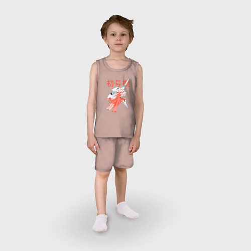 Детская пижама с шортами хлопок Голова Евы, Аниме Евангелион, цвет пыльно-розовый - фото 3