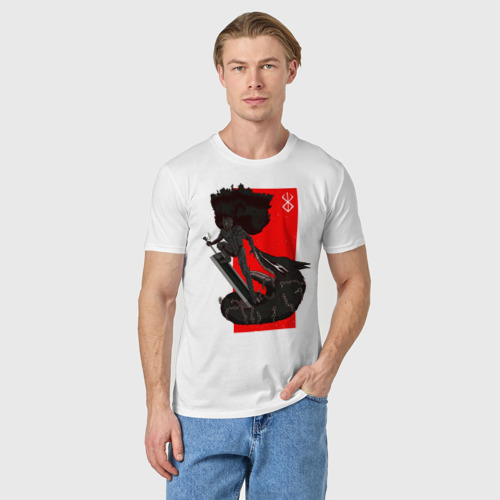 Мужская футболка хлопок Berserk "Черный Мечник", цвет белый - фото 3