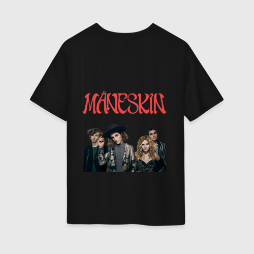 Женская футболка хлопок Oversize Логотип Maneskin, цвет черный - фото 2