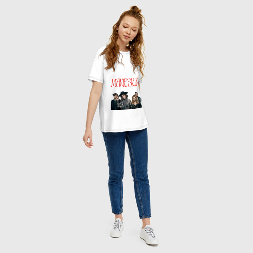 Женская футболка хлопок Oversize Логотип Maneskin, цвет белый - фото 5