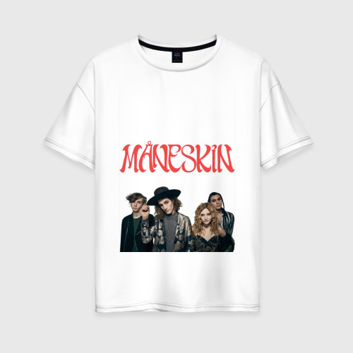 Женская футболка хлопок Oversize Логотип Maneskin, цвет белый