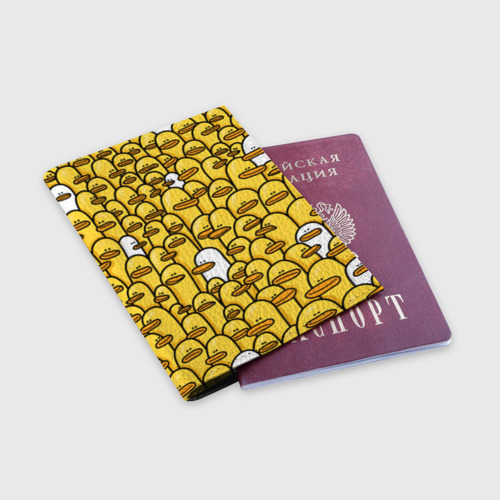 Обложка для паспорта матовая кожа Утки, цвет черный - фото 3