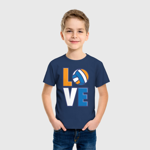 Детская футболка хлопок Love Volleyball, цвет темно-синий - фото 3