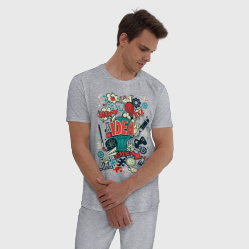 Мужская пижама хлопок с принтом КРЕАТИВНЫЕ ИДЕИ, фото на моделе #1