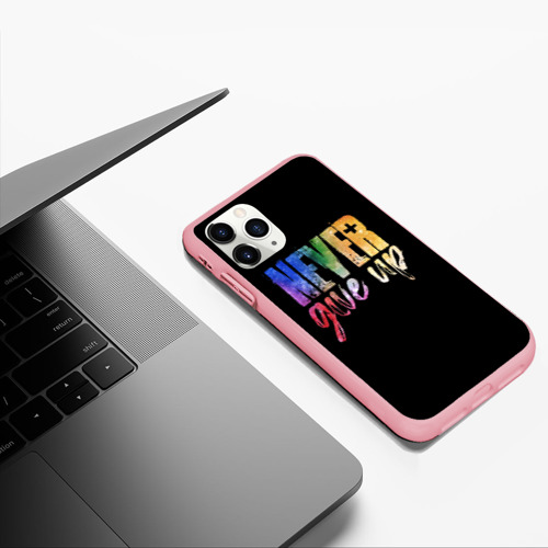 Чехол для iPhone 11 Pro Max матовый Никогда не сдавайся never give Up, цвет баблгам - фото 5