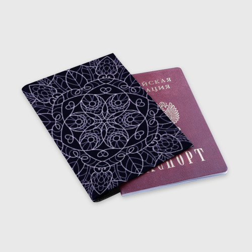 Обложка для паспорта матовая кожа КРАСИВЫЙ УЗОР | ПАТТЕРН, цвет черный - фото 3