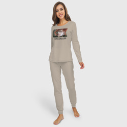 Женская пижама с лонгсливом хлопок ДжоДжо Какеин с вишенкой - фото 2