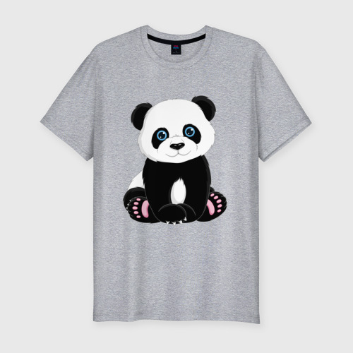 Мужская футболка хлопок Slim Милая панда, цвет меланж