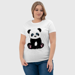 Футболка с принтом Милая панда для женщины, вид на модели спереди №4. Цвет основы: белый