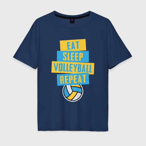 Мужская футболка хлопок Oversize с принтом Еда, сон, волейбол, вид спереди #2