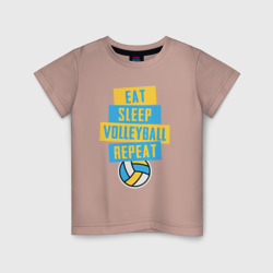 Детская футболка хлопок Еда, сон, волейбол
