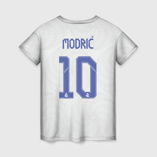 Женская футболка 3D с принтом Модрич Реал Мадрид Форма 21/22, вид сзади #1