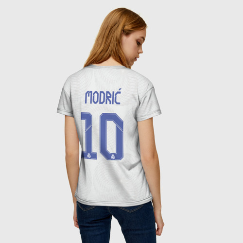 Женская футболка 3D с принтом Модрич Реал Мадрид Форма 21/22, вид сзади #2