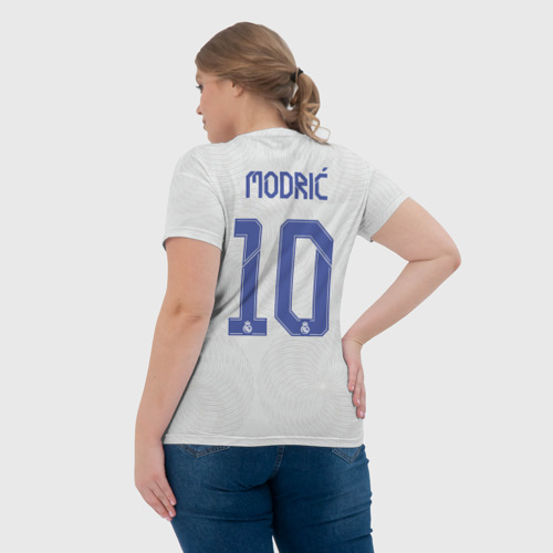 Женская футболка 3D с принтом Модрич Реал Мадрид Форма 21/22, вид сзади #2