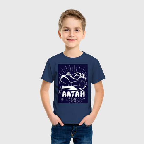 Детская футболка хлопок Алтай, цвет темно-синий - фото 3