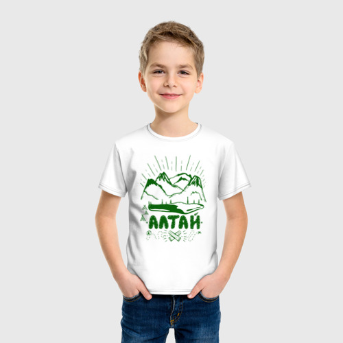 Детская футболка хлопок с принтом Алтай2, фото на моделе #1