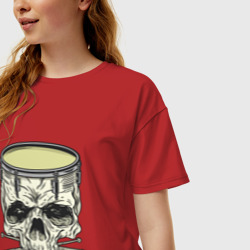Женская футболка хлопок Oversize Барабан Череп Skull Drum - фото 2