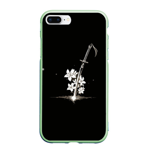 Чехол для iPhone 7Plus/8 Plus матовый Nier - Sword and Flowers, цвет салатовый