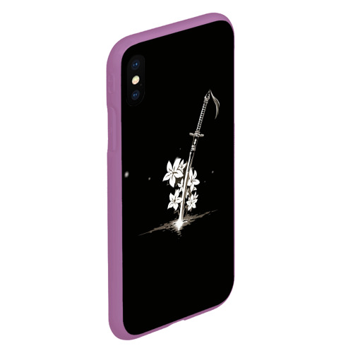 Чехол для iPhone XS Max матовый Nier - Sword and Flowers, цвет фиолетовый - фото 3