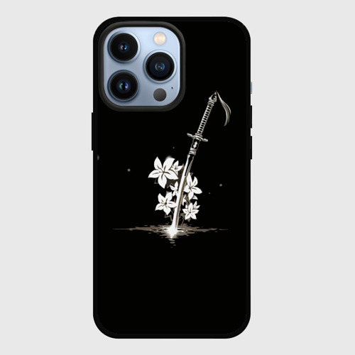 Чехол для iPhone 13 Pro Nier - Sword and Flowers, цвет черный