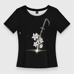 Женская футболка 3D Slim Nier - Sword and Flowers