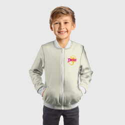 Бомбер с принтом Drive — Скорпион — Ryan Gosling white scorpion jacket для ребенка, вид на модели спереди №3. Цвет основы: белый
