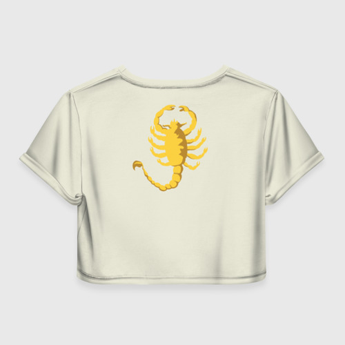 Женская футболка Crop-top 3D Drive - Скорпион - Ryan Gosling white scorpion jacket, цвет 3D печать - фото 2