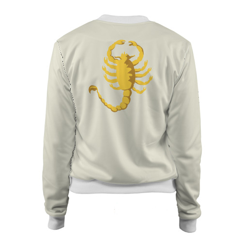 Женский бомбер с принтом Drive — Скорпион — Ryan Gosling white scorpion jacket, вид сзади №1