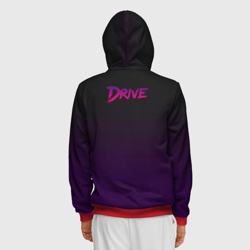 Мужская толстовка 3D на молнии Drive - Retrowave, цвет красный - фото 4