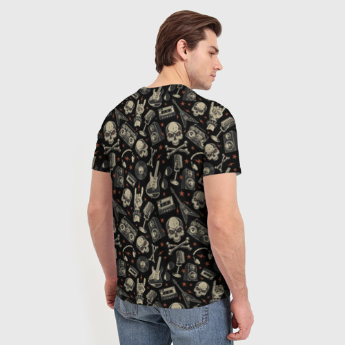 Мужская футболка 3D Scull pattern rock, цвет 3D печать - фото 4