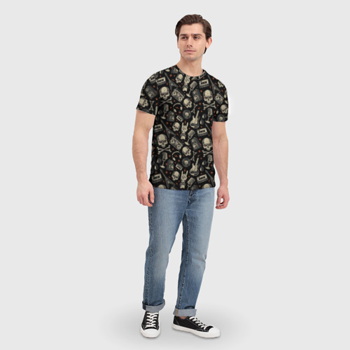 Мужская футболка 3D Scull pattern rock, цвет 3D печать - фото 5