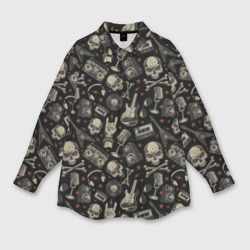 Женская рубашка oversize 3D Scull pattern rock