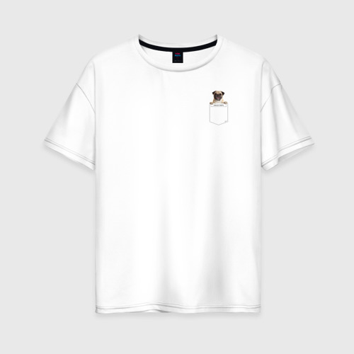 Женская футболка оверсайз из хлопка с принтом PocketPuppy#1, вид спереди №1