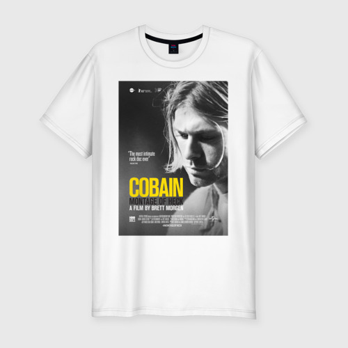 Мужская футболка приталенная из хлопка с принтом Kurt Cobain Montage of heck, вид спереди №1