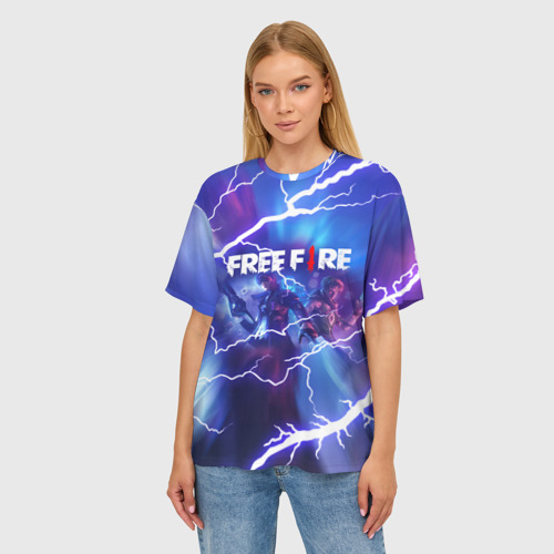 Женская футболка oversize 3D Freefire королевская битва, цвет 3D печать - фото 3