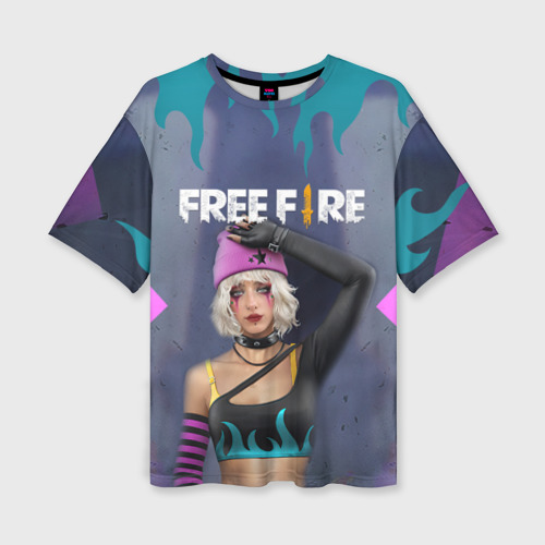 Женская футболка оверсайз с принтом Free Fire Даша, вид спереди №1